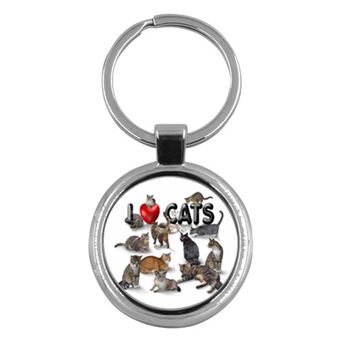 I love cats Key Chain (Round) from ArtsNow.com Front