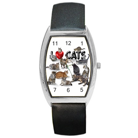 I love cats Barrel Style Metal Watch from ArtsNow.com Front