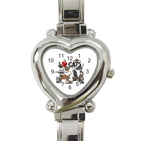 I love cats Heart Italian Charm Watch from ArtsNow.com Front