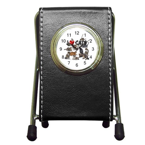 I love cats Pen Holder Desk Clock from ArtsNow.com Front