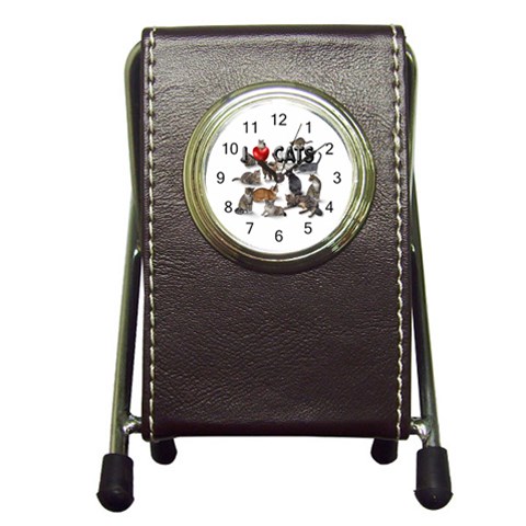 I love cats Pen Holder Desk Clock from ArtsNow.com Front