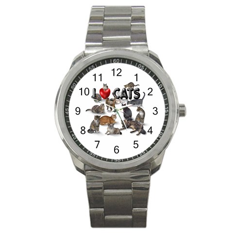 I love cats Sport Metal Watch from ArtsNow.com Front