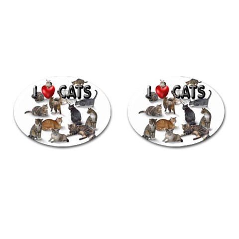 I love cats Cufflinks (Oval) from ArtsNow.com Front(Pair)