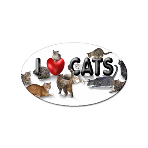 I love cats Sticker (Oval) from ArtsNow.com Front