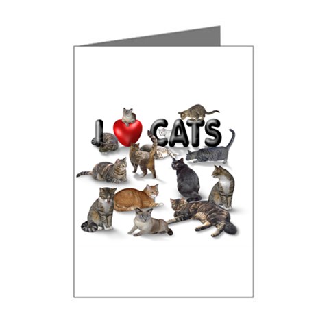 I love cats Mini Greeting Card from ArtsNow.com Left