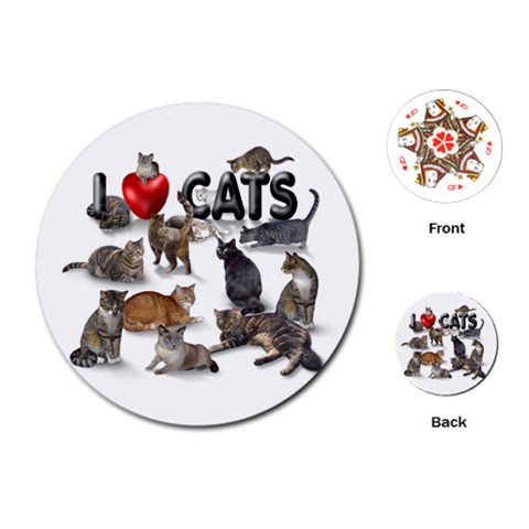 I love cats Playing Cards (Round) from ArtsNow.com Front