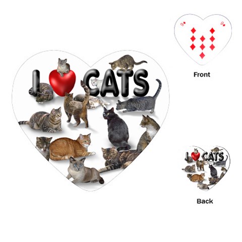 I love cats Playing Cards (Heart) from ArtsNow.com Front