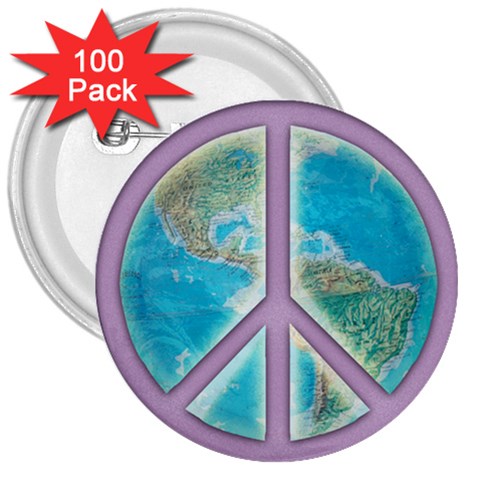 Peace 3  Button (100 pack) from ArtsNow.com Front