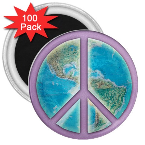 Peace 3  Magnet (100 pack) from ArtsNow.com Front