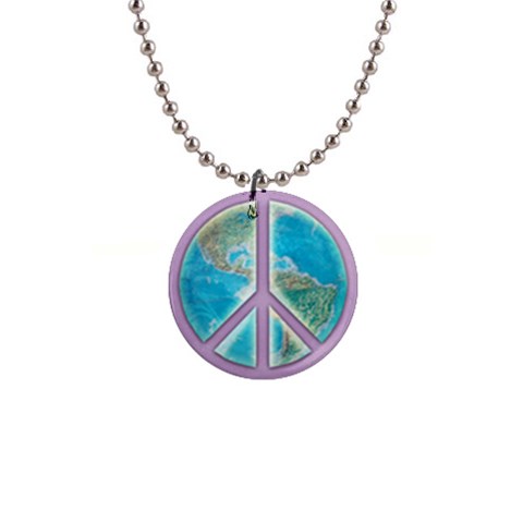 Peace 1  Button Necklace from ArtsNow.com Front