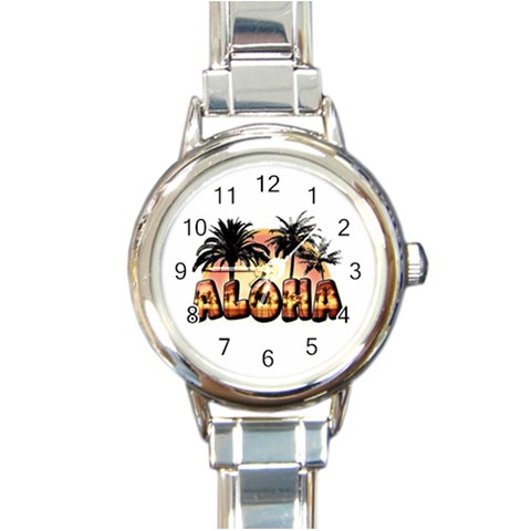 Aloha Sunset Round Italian Charm Watch from ArtsNow.com Front