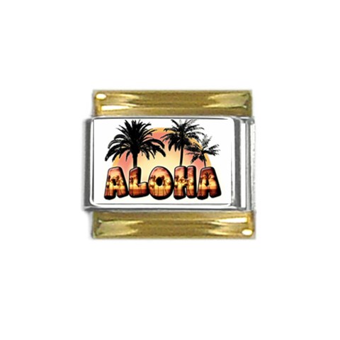 Aloha Sunset Gold Trim Italian Charm (9mm) from ArtsNow.com Front