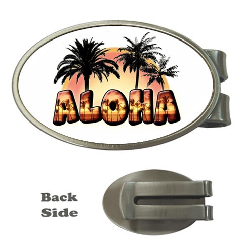 Aloha Sunset Money Clip (Oval) from ArtsNow.com Front