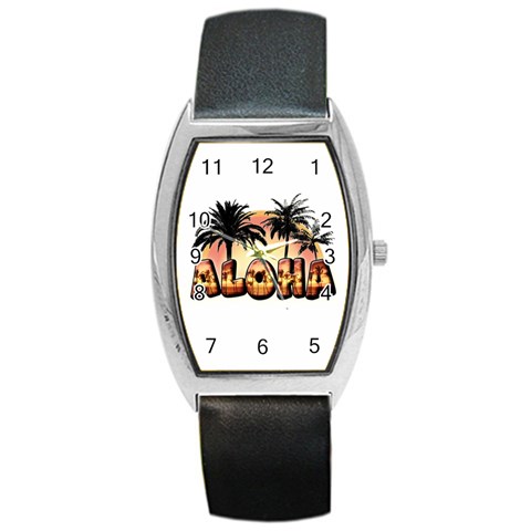 Aloha Sunset Barrel Style Metal Watch from ArtsNow.com Front