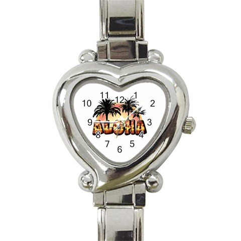 Aloha Sunset Heart Italian Charm Watch from ArtsNow.com Front