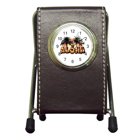 Aloha Sunset Pen Holder Desk Clock from ArtsNow.com Front