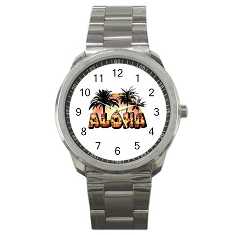 Aloha Sunset Sport Metal Watch from ArtsNow.com Front