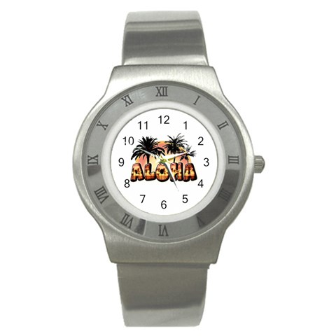 Aloha Sunset Stainless Steel Watch from ArtsNow.com Front