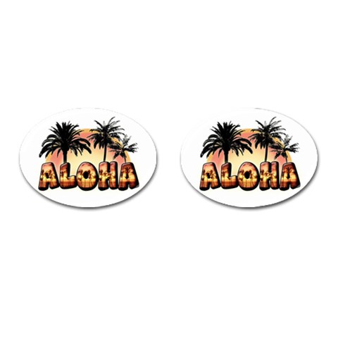 Aloha Sunset Cufflinks (Oval) from ArtsNow.com Front(Pair)