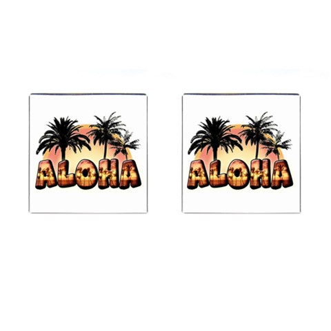 Aloha Sunset Cufflinks (Square) from ArtsNow.com Front(Pair)