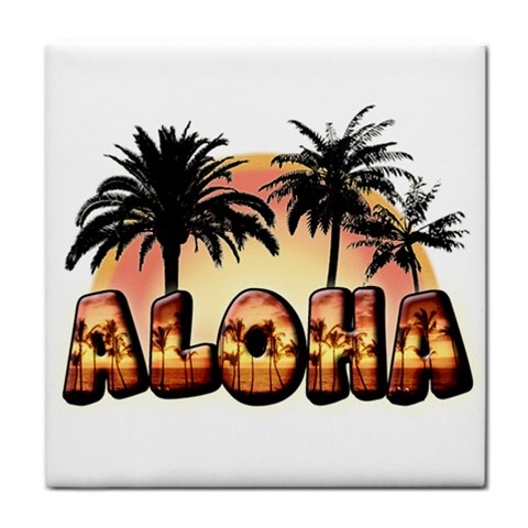 Aloha Sunset Tile Coaster from ArtsNow.com Front