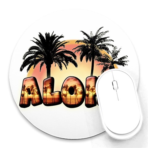 Aloha Sunset Round Mousepad from ArtsNow.com Front