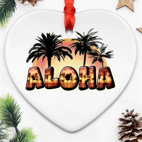 Aloha Sunset Ornament (Heart) from ArtsNow.com Front