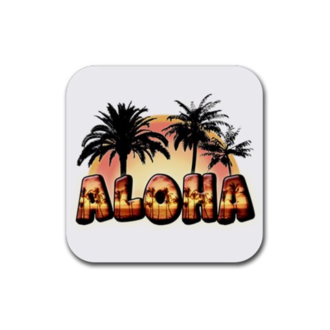 Aloha Sunset Rubber Coaster (Square) from ArtsNow.com Front