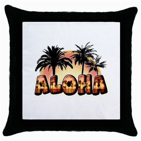 Aloha Sunset Throw Pillow Case (Black) from ArtsNow.com Front