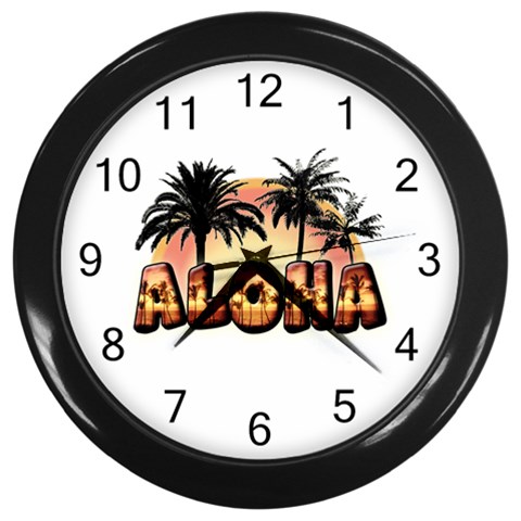 Aloha Sunset Wall Clock (Black) from ArtsNow.com Front