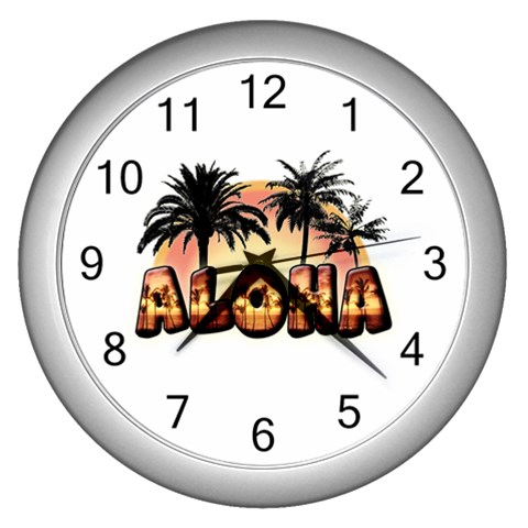 Aloha Sunset Wall Clock (Silver) from ArtsNow.com Front