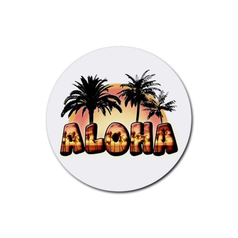 Aloha Sunset Rubber Round Coaster (4 pack) from ArtsNow.com Front