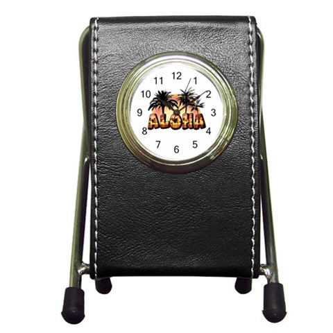 Aloha Sunset Pen Holder Desk Clock from ArtsNow.com Front