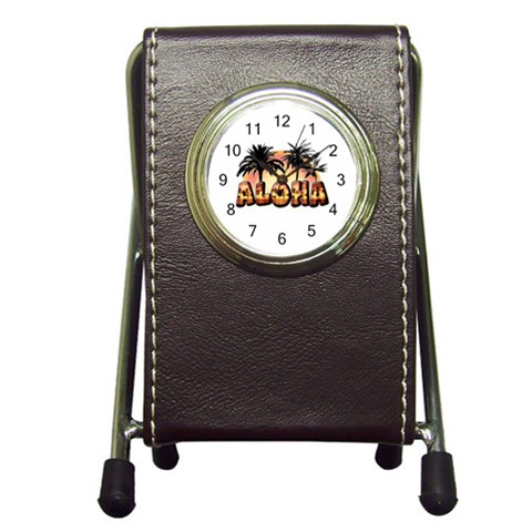 Aloha Sunset Pen Holder Desk Clock from ArtsNow.com Front