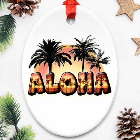 Aloha Sunset Oval Ornament (Two Sides) from ArtsNow.com Front