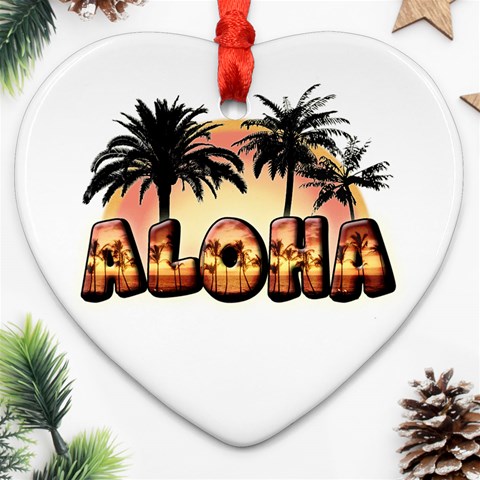 Aloha Sunset Heart Ornament (Two Sides) from ArtsNow.com Front