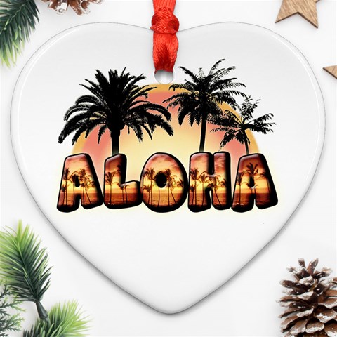 Aloha Sunset Heart Ornament (Two Sides) from ArtsNow.com Back