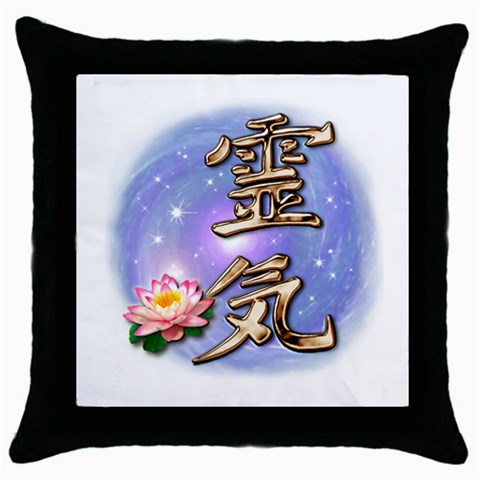 Reiki Throw Pillow Case (Black) from ArtsNow.com Front