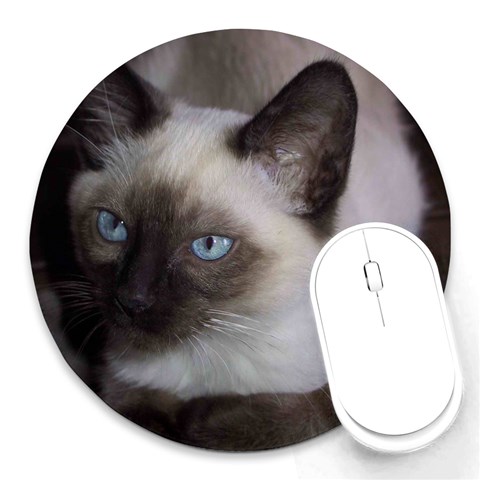 Siamese Cat Round Mousepad from ArtsNow.com Front