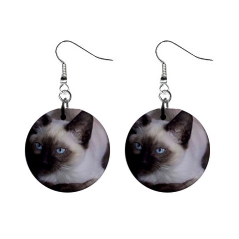 Siamese Cat 1  Button Earrings from ArtsNow.com Front