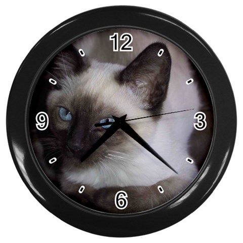 Siamese Cat Wall Clock (Black) from ArtsNow.com Front