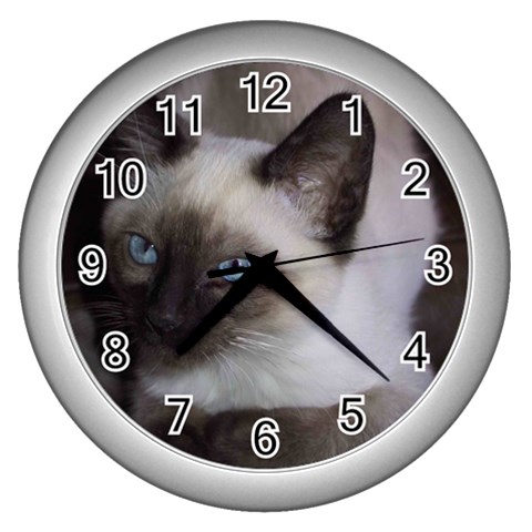 Siamese Cat Wall Clock (Silver) from ArtsNow.com Front