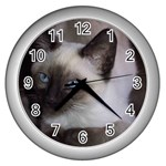 Siamese Cat Wall Clock (Silver)