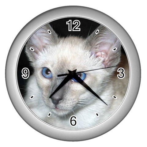 Siamese Cat D2 Wall Clock (Silver) from ArtsNow.com Front