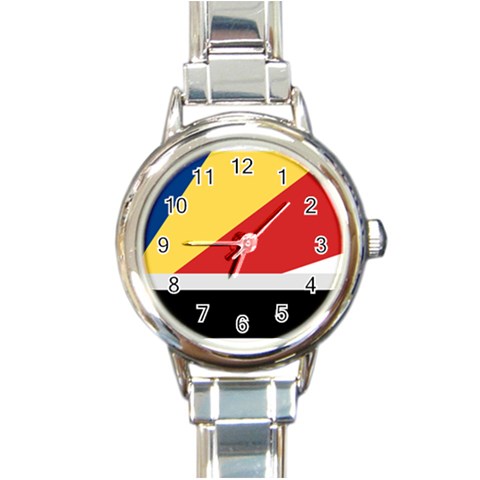 Seychellois Flag Round Italian Charm Watch from ArtsNow.com Front