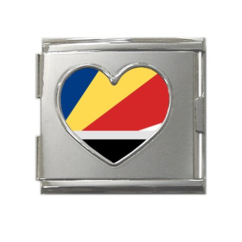 Seychellois Flag Mega Link Heart Italian Charm (18mm) from ArtsNow.com Front