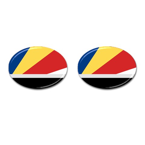 Seychellois Flag Cufflinks (Oval) from ArtsNow.com Front(Pair)