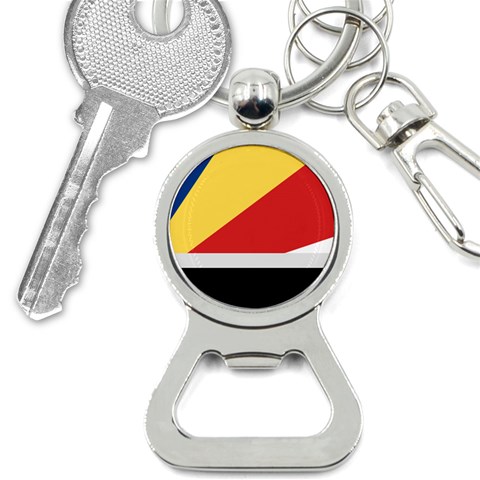 Seychellois Flag Bottle Opener Key Chain from ArtsNow.com Front