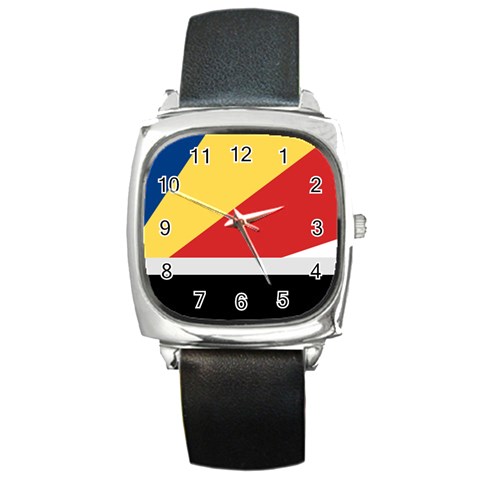 Seychellois Flag Square Metal Watch from ArtsNow.com Front