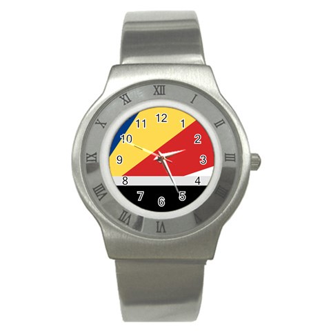 Seychellois Flag Stainless Steel Watch from ArtsNow.com Front